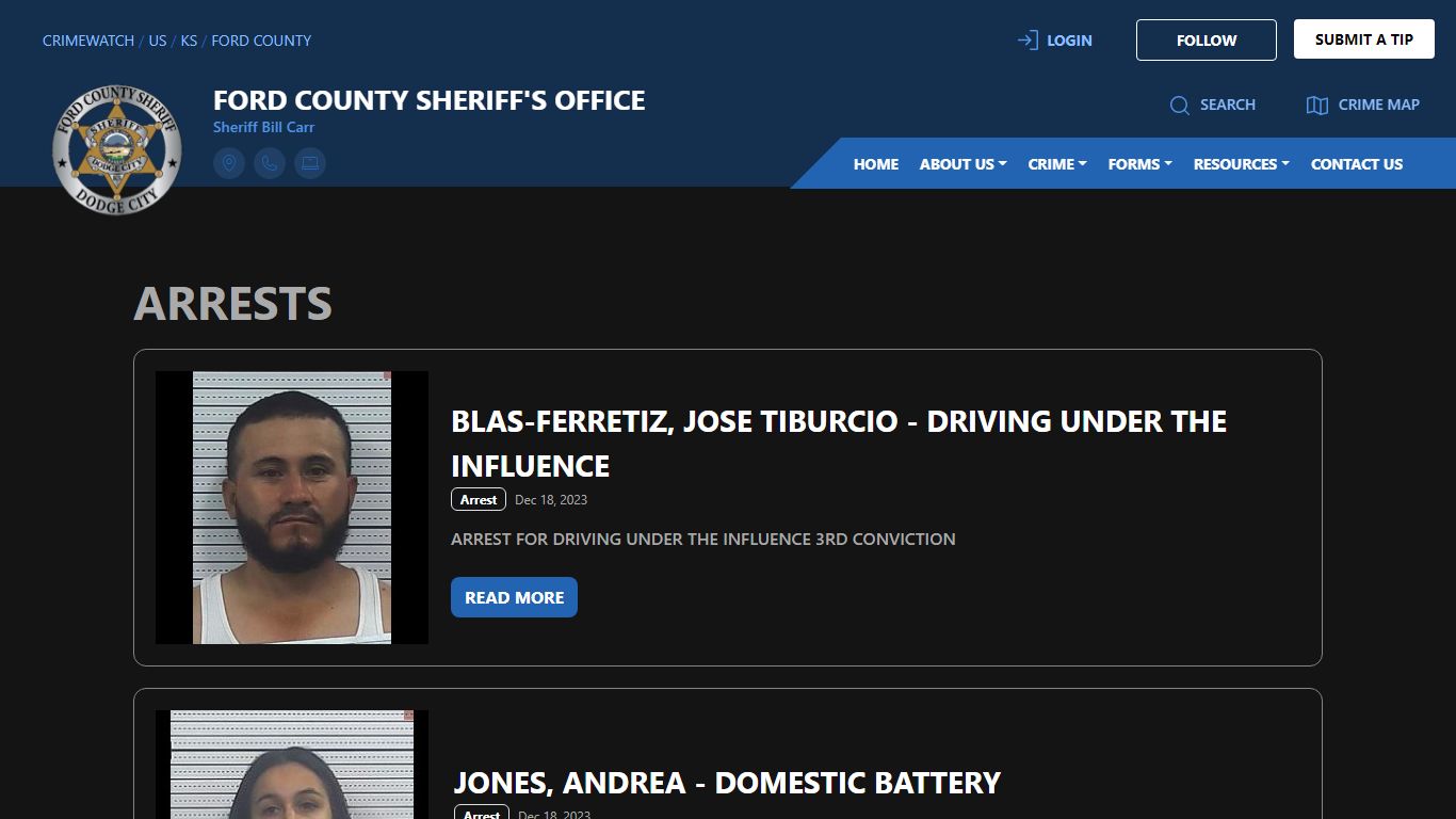 Ford County Sheriff's Office Arrests | CRIMEWATCH